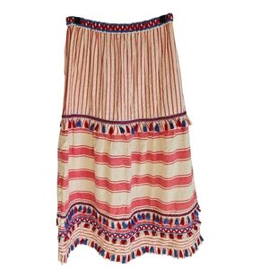 Dodo Bar Or Red And Blue Tassel Striped Gael Midi Length Skirt